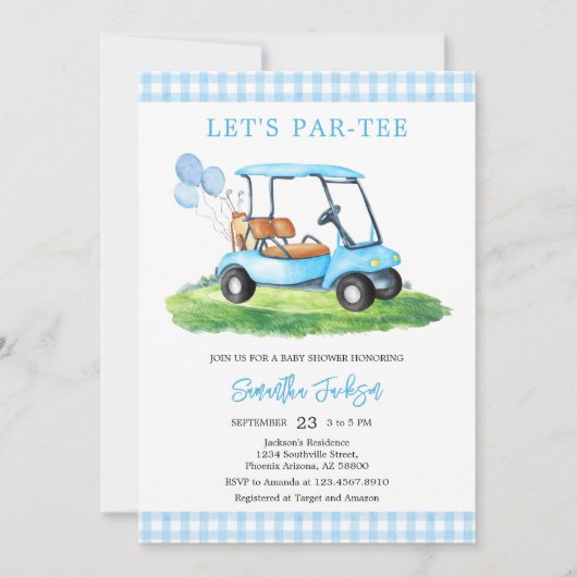 Let's Par-tee Golf Baby Shower Invitation 招待状 (正面)