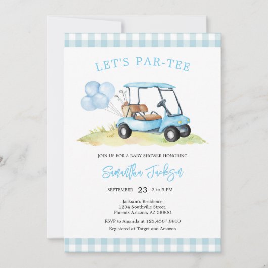 Let's Par-tee Golf Baby Shower Invitation 招待状 (正面)