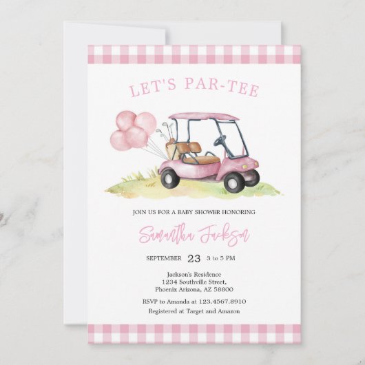 Let's Par-tee Golf Baby Shower Invitation 招待状 (正面)