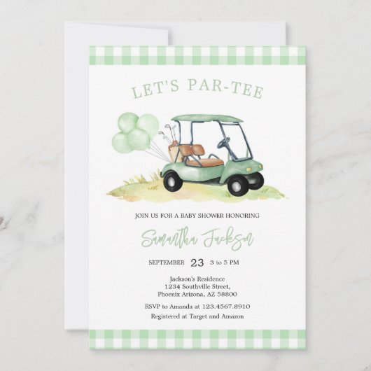 Let's Par-tee Golf Baby Shower Invitation 招待状 (正面)