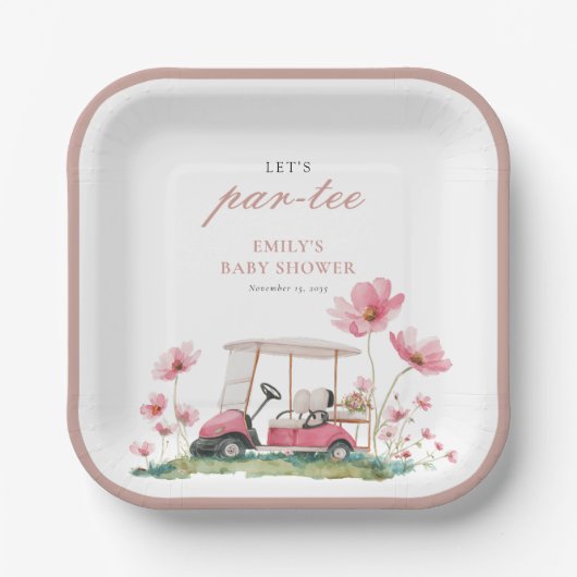 Let's Par-tee Golf Baby Shower Paper Plate ペーパープレート (正面)