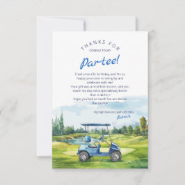 Let's Par-Tee Golf Birthday Blue サンキューカード