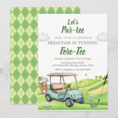 Let's Par Tee Golf Birthday Invitation 招待状 (正面/裏面)