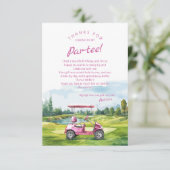 Let's Par-Tee Golf Birthday Pink サンキューカード (スタンド正面)