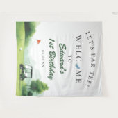 Let's Par-Tee Golf Buggy Birthday Photo Backdrop タペストリー (正面(横))