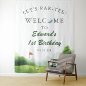 Let's Par-Tee Golf Buggy Birthday Photo Backdrop タペストリー (インサイチュ)
