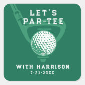 Let's Par-tee Golf Theme Birthday Green スクエアシール (正面)
