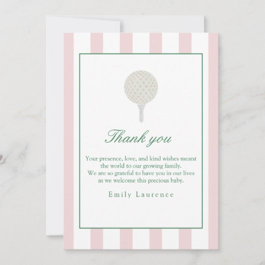 Let's par-tee Pink Golf Birthday Thank You Card サンキューカード (正面)