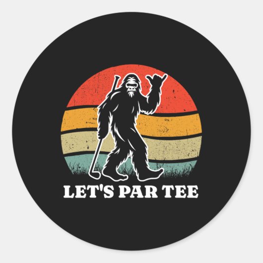 Let's Par Tee Retro Bigfoot Golf Sasquatch Golfing ラウンドシール (正面)