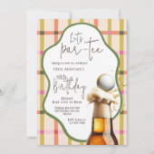 Let's Par-Tee Retro Plaid Whimsical Birthday 招待状 (正面)