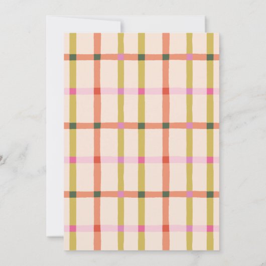 Let's Par-Tee Retro Plaid Whimsical Birthday 招待状 (裏面)