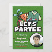 Lets Partee - 写真付きゴルフ誕生日招待状 招待状 (正面)