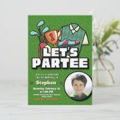 Lets Partee - 写真付きゴルフ誕生日招待状 招待状 (スタンド正面)