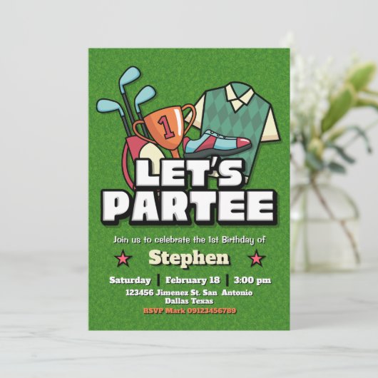 Lets Partee - Golf Birthday Invitation 招待状 (スタンド正面)