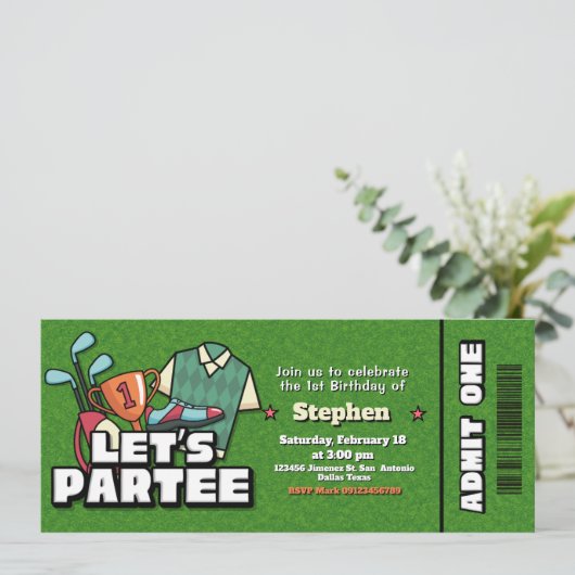 Lets Partee - Golf Birthday Ticket Invitation 招待状 (スタンド正面)