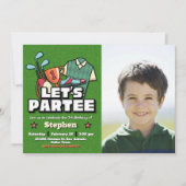 Lets Partee - Golf Birthday with Photo Landscape 招待状 (正面)