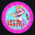 LET'S PARTY!! Birthday Stickers with Pinky ラウンドシール<br><div class="desc">Use these stickers for so many fun things such as: cupcake toppers,  lollipop wrappers,  cake toppers,  envelopes,  party favors,  goody bags,  rewards,  craft projects,  invitations,  and more! They come in 2 sizes! Characters from the multi - award winning preschool DVD series "The GiggleBellies Musical Adventures".</div>