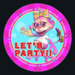 LET'S PARTY!! Birthday Stickers with Pinky ラウンドシール<br><div class="desc">Use these stickers for so many fun things such as: cupcake toppers,  lollipop wrappers,  cake toppers,  envelopes,  party favors,  goody bags,  rewards,  craft projects,  invitations,  and more! They come in 2 sizes! Characters from the multi - award winning preschool DVD series "The GiggleBellies Musical Adventures".</div>
