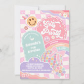 Lets Party Cloud Rainbow Disco Birthday Invitation 招待状 (正面)