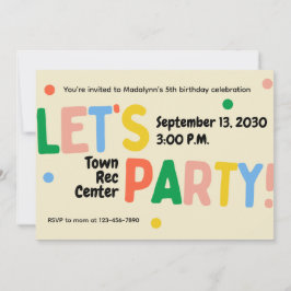 let's party colorful birthday celebration invite 招待状