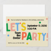 let's party colorful birthday celebration invite 招待状 (正面/裏面)