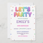 Let's Party Colorful Birthday Party 招待状 (正面)