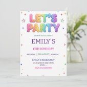 Let's Party Colorful Birthday Party 招待状 (スタンド正面)