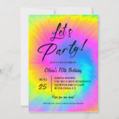 Let's Party Colorful Tie Dye birthday 招待状 (正面)