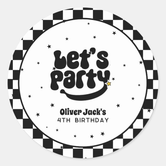 Let's Party Happy Dude Birthday ラウンドシール (正面)