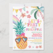 Let's Party Like Pineapple Luau Summer Birthday 招待状 (正面)