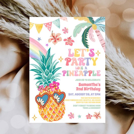 Let's Party Like Pineapple Luau Summer Birthday 招待状