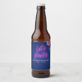 Let's Party Neon Electric Pink Fun Birthday ビールラベル (正面)