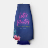 Let's Party Neon Electric Pink Tropical Birthday ボトルクーラー (正面)