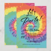 Let's Party, Pink Tie Dye birthday  招待状 (正面/裏面)