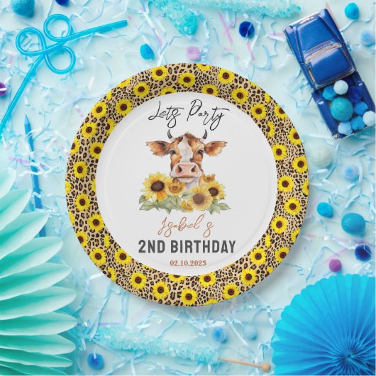 Let's Party Till the Cows Come Home 2nd Birthday ペーパープレート (パーティー)