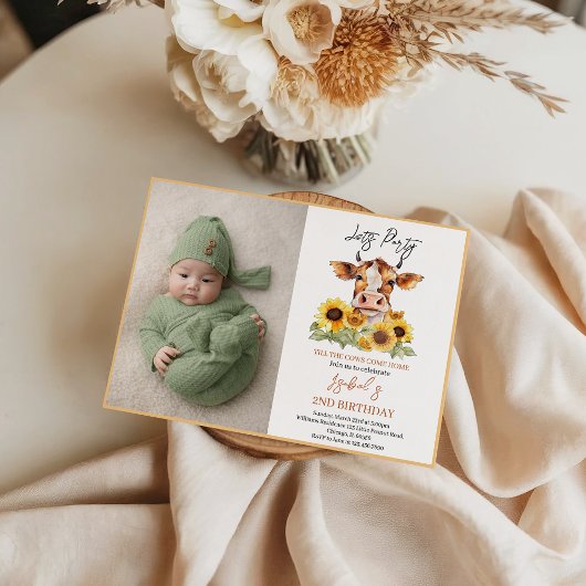 Let's Party Till the Cows Come Home 2nd Birthday 招待状