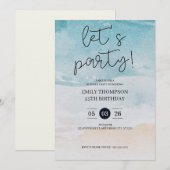 Let's Party Tropical Beach Birthday Party 招待状 (正面/裏面)