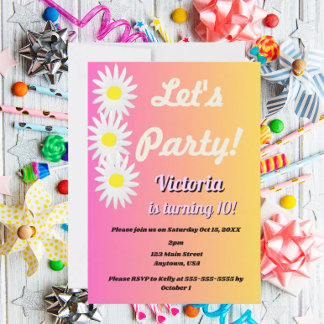Let's Party Tween Invitation 招待状