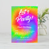Let's Party Vibrant Tie Dye  birthday  招待状 (スタンド正面)