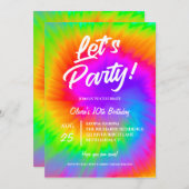Let's Party Vibrant Tie Dye  birthday  招待状 (正面/裏面)