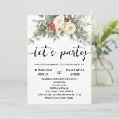 Let's Party Winter White Flowers Engagement 招待状 (スタンド正面)