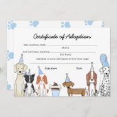 Lets Pawty Adoption Certificate Dog birthday card サンキューカード (正面/裏面)