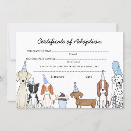 Lets Pawty Adoption Certificate Dog birthday card サンキューカード