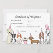 Lets Pawty Adoption Certificate Dog birthday card サンキューカード (正面)