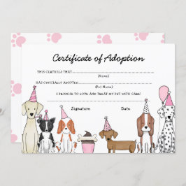 Lets Pawty Adoption Certificate Dog birthday card サンキューカード