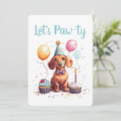 Let's Pawty Birthday Dachshund Dogs 招待状 (スタンド正面)