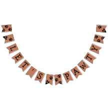 Let's Pawty Bunting Banner - Brown with Black Paws
