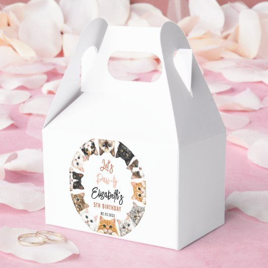 Let's Pawty Cat 5th Birthday | Custom Birthday Kid フェイバーボックス (ウェディング)