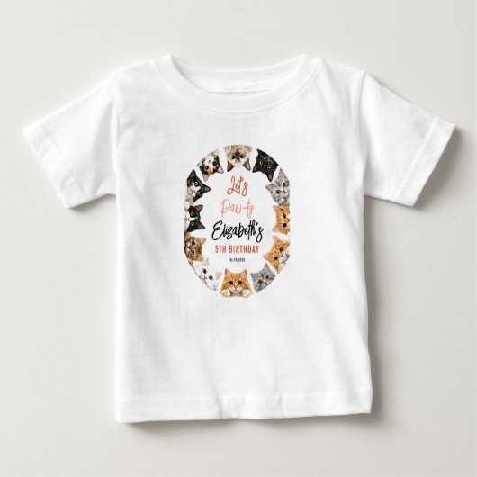 Let's Pawty Cat 5th Birthday | Custom Birthday Kid ベビーTシャツ (正面)