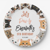 Let's Pawty Cat 5th Birthday | Custom Birthday Kid ペーパープレート (正面)